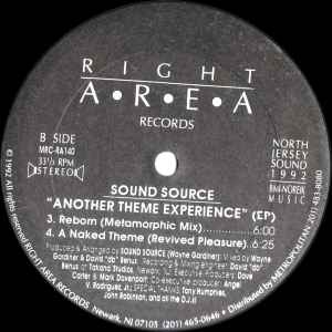 Image of Back Cover of 12" - /VG - SOUND SOURCE, Another Theme Experience (EP) (Right Area; MRC RA140, US 1992, Plain Sleeve), , A1		Key Notes (A Deep Trance Mix)	7:33A2		Spank It!! (Raw Dub Mix)	4:30B1		Reborn (Metamorphic Mix)	6:00B2		A Naked Theme (Revived Pleasure)	6:25 - 2346357S