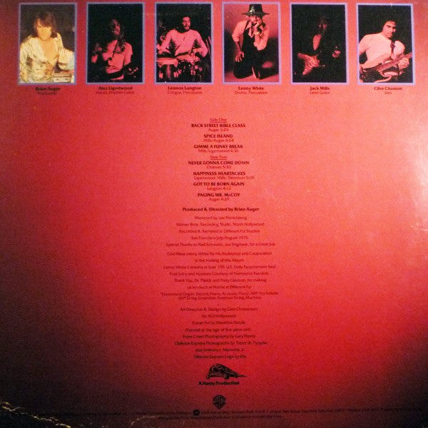 Image of Back Cover of LP - VG/VG - BRIAN AUGER'S OBLIVION EXPRESS, Happiness Heartaches (WB; BS2981, US 1977, Company Inner), Notched cut-out in sleeve and inner,  - 2816328C