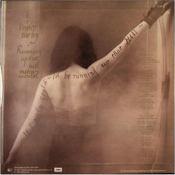 Image of Back Cover of 12" - G+/VG - KATE BUSH, Running Up That Hill (EMI; 12 KB 1, UK 1985, Gold Text Flipback Sleeve), Hairlines, edge & ring wear, top edge seam split,  - 3646022S