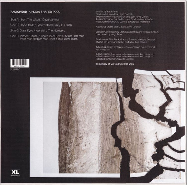 Image of Back Cover of 2xLP - VG+/VG+ - RADIOHEAD, A Moon Shaped Pool (XL Recordings; XLLP790X, UK, Europe & US 2016, Gatefold, 2 Inners, 180 Gram White Vinyl Optimal Pressing, Ltd to 9000), ,  - 3526102E