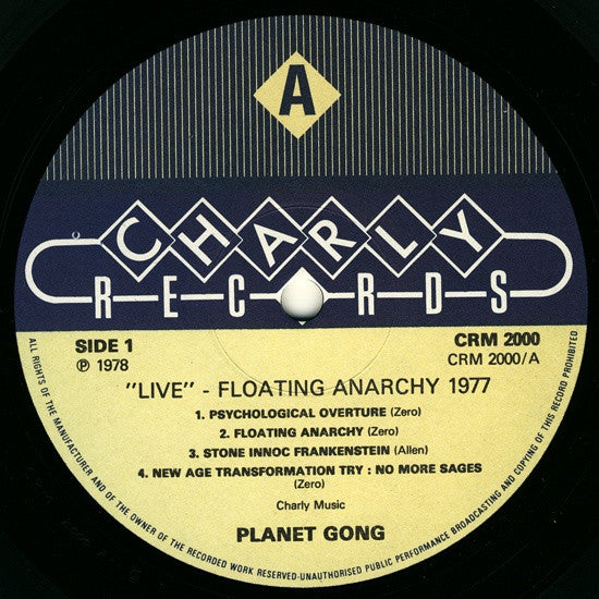 Image of Label Cover of LP - VG/VG+ - PLANET GONG, Live Floating Anarchy (Charly; CRM 2000, UK 1978 Reissue), ,  - 1926024E