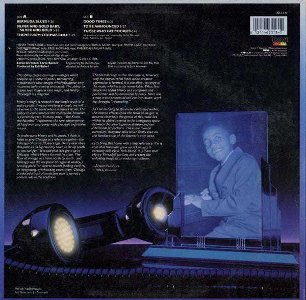 Image of Back Cover of LP - VG+/VG+ - HENRY THREADGILL SEXTETT, You Know the Number (Novus; 3013-1-N, US 1986), Stil partially in shrinkwrap with hype sticker,  - 3146304S