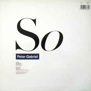 Image of Back Cover of 4814186C: LP - PETER GABRIEL, So (Charisma; PG 5, UK 1986, Inner, TOWNHOUSE Matrix)   VG/VG