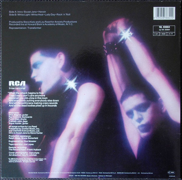Image of Back Cover of LP - VG/VG - LOU REED, Rock 'N' Roll Animal (RCA Black & Silver BIEM/GEMA Rights Box; NL 83664, Europe 1980s Reissue), ,  - 2616082C