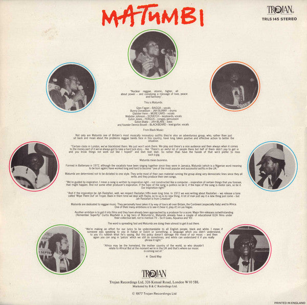 Image of Back Cover of LP - VG+/VG+ - MATUMBI, The Best Of Matumbi (Trojan Records ; TRLS 145, UK 1977), ,  - 2346255S