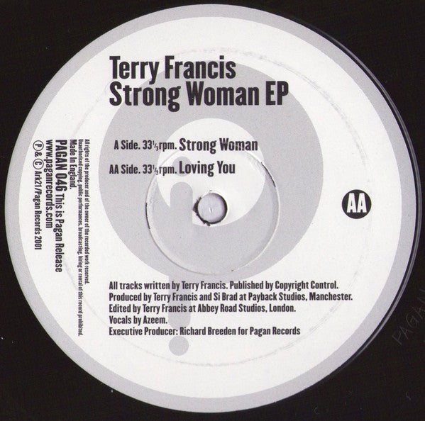 Image of Label Cover of 12" - VG/G+ - TERRY FRANCIS, Strong Woman EP (Pagan; PAGAN 046, UK 2001, Company Sleeve), Sleeve close to VG+, vinyl has light marks only and plays VG/VG+.,  - 2846236S