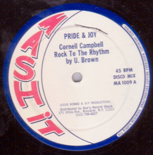 Image of Front Cover of 12" - VG/VG+ - CORNELL CAMPBELL / U-BROWN, Pride & Joy / Rock To The Rhythm (Mash-It; MA 1009, US 1980s, Reggae Disco 45 Sleeve), Light marks on side B. Clean labels.,  - 2416125C