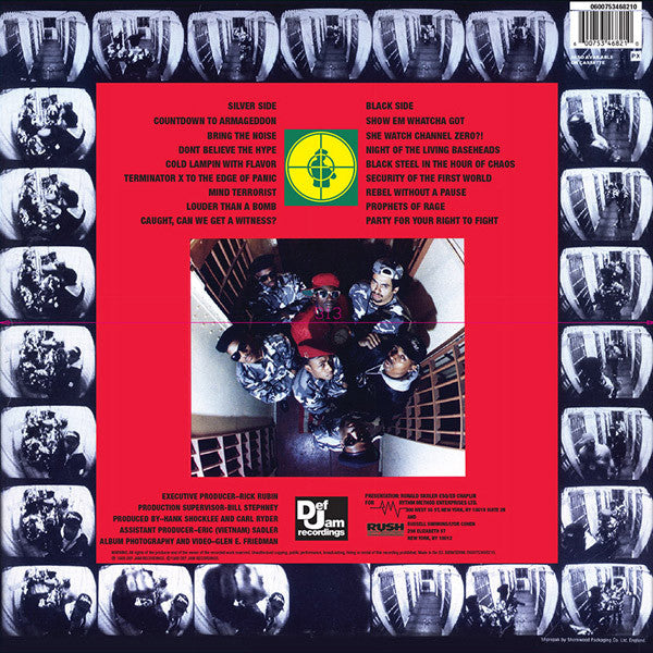 Image of Back Cover of LP - VG/VG+ - PUBLIC ENEMY, It Takes A Nation Of Millions To Hold Us Back (Back To Black; 0600753468210, Europe 2013 Reissue, Inner, 180 Gram Vinyl), Big crease to top right hand corner of sleeve. Still in shrink, opened instore.,  - 3116012C