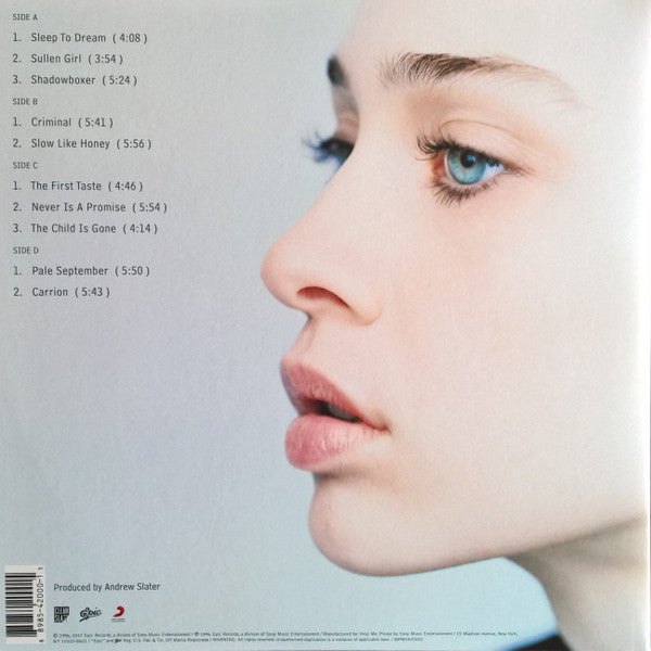 Image of Back Cover of 2xLP - EX/EX - FIONA APPLE, Tidal (Epic; 88985420001, US 2017 Reissue, Gatefold, Booklet, No Inserts, Club Edition, Remastered, 180 gram), ,  - 3946126S