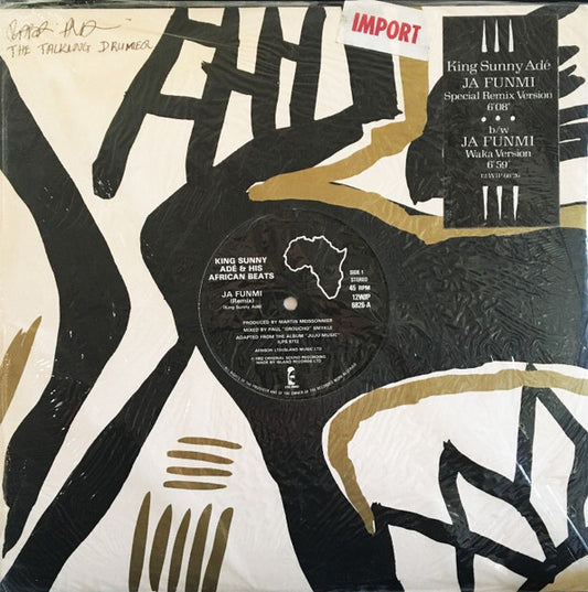 Image of Front Cover of 12" - VG/VG - KING SUNNY AD  & HIS AFRICAN BEATS, Ja Funmi (Remix) (Island Records; 12WIP 6826, UK 1982, Stickered Company Sleeve), ,  - 2526311E