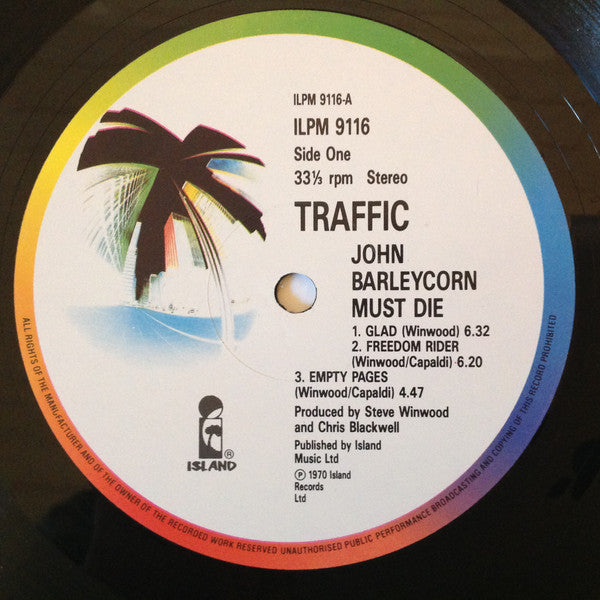 Image of Label Cover of 4215055C: LP - TRAFFIC, John Barleycorn Must Die (Island Records; ILPM 9116 , UK 1987 Reissue, Company Inner, Sticker)   VG/VG
