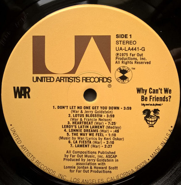 Image of Label Cover of LP - VG/VG - WAR, Why Can't We Be Friends (UA; UA-LA441-G, US 1975, Picture Sleeve, No Poster), ,  - 3526060E