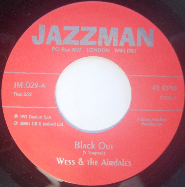 Image of Front Cover of 7" - /EX - WESS & THE AIREDALES, Black Out / Airedales Popcorn (Jazzman; JM.029, UK 2004 Reissue, Plain Sleeve), ,  - 3026236E
