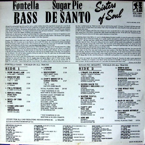 Image of Back Cover of LP - VG/VG+ - FONTELLA BASS / SUGAR PIE DE SANTO, Sisters Of Soul (Roots; RTS 113024, Belgium 1990), ,  - 1516162C