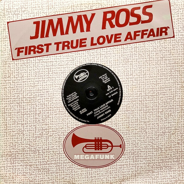 Image of Front Cover of 12" - VG/VG - JIMMY ROSS, First True Love Affair / Instrumental (Megafunk Records; MFX 1, UK 1981, Die Cut Sleeve), Sleeve slightly worn and discoloured,  - 2216357C