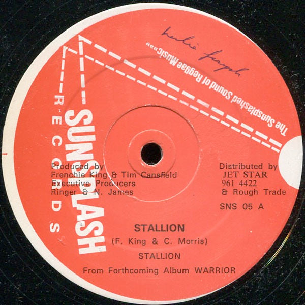Image of Label Cover of 12" - VG+/VG+ - STALLION, Stallion (Sunsplash Records; SNS 05, UK 1984, Company Sleeve), Shiny EX copy. In beautiful company sleeve.,  - 3416473C