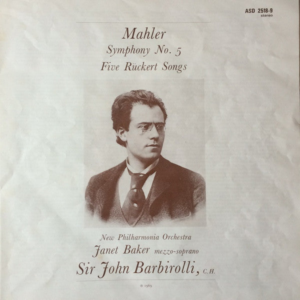 Image of Back Cover of 2xLP - G+/VG - SIR JOHN BARBIROLLI, JANET BAKER, Mahler: Symphony No 5 with Five Ruckert Songs (HMV Red, Coloured Nipper Box; SLS 785, UK 1969, Box Set, Insert), Strong VG, Box Edges Worn,  - 0626080E