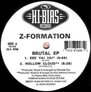 Image of Back Cover of 12" EP - VG/VG - Z-FORMATION, Brutal EP (Hi-Bias; HB-001, Canada 1991, Company Sleeve), Light Marks only., A1 - Eee Yai YaiA2 - Hollow CloudB1 - OhB2 - Frenzy - 1546293S