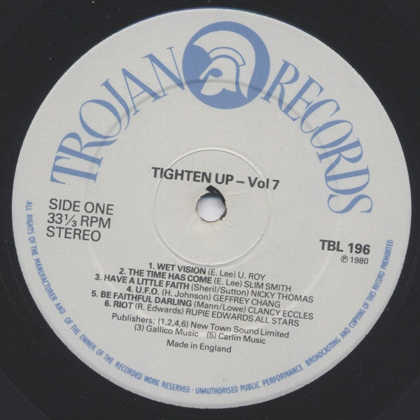 Image of Label Cover of LP - VG/VG+ - VARIOUS ARTISTS, Tighten Up Vol. 7 (Trojan Records; TBL 196, UK 1980, Laminated Front Sleeve), ,  - 2716410C