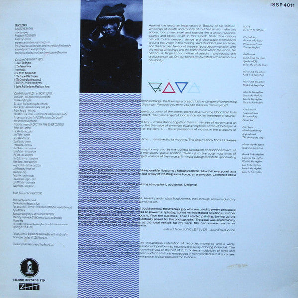Image of Back Cover of LP - VG/VG - GRACE JONES, Slave To The Rhythm (ZTT; ISSP 4011, UK 1987 Reissue, Picture Sleeve, Black Inner, Second edition: contents edited down and/or remixed), scuffs, edge wear,  - 4246200S