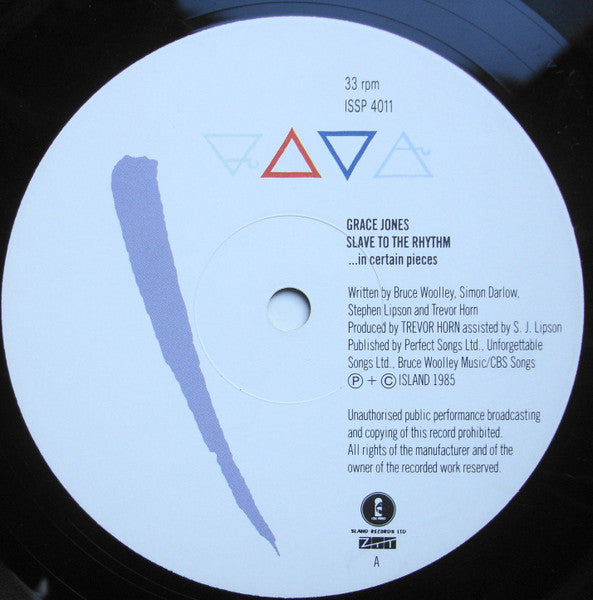 Image of Label Cover of LP - VG/VG - GRACE JONES, Slave To The Rhythm (ZTT; ISSP 4011, UK 1987 Reissue, Picture Sleeve, Black Inner, Second edition: contents edited down and/or remixed), scuffs, edge wear,  - 4246200S