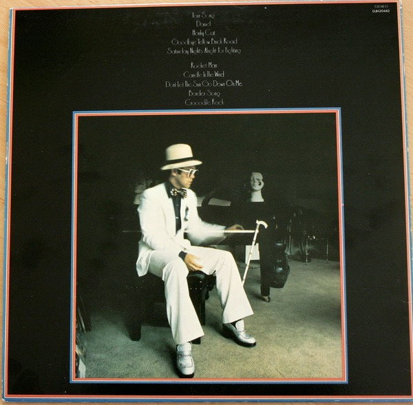 Image of Back Cover of LP - VG/VG+ - ELTON JOHN, Greatest Hits (DJM Yellow Label; DJH 20442, UK 1980 Reissue, Die Cut Inner), ,  - 3716096C