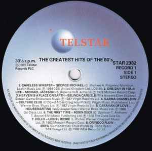 Image of Label Cover of 3xLP - VG/VG - VARIOUS, The Greatest Hits Of The 80's (Telstar; STAR 2382, UK 1989, Gatefold, Sonopress), ,  - 3016225C