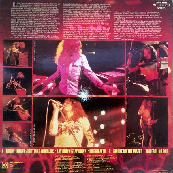 Image of Back Cover of 4625224E: LP - DEEP PURPLE, Live In London (Harvest; SHSP 4124, UK 1982, Inner) Scuffs to side 1. Edge wear to sleeve.    VG/VG