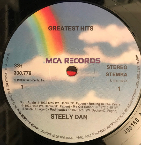Image of Label Cover of 2xLP - VG/G+ - STEELY DAN, Greatest Hits (MCA Blue Rainbow; 300.780, Germany 1980s Reissue, Gatefold), Light marks only,  - 4316287C