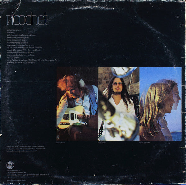 Image of Back Cover of LP - VG/VG+ - TANGERINE DREAM, Ricochet (Virgin Green w/Drawing; V 2044, UK 1975), Edgewear,  - 2126225E