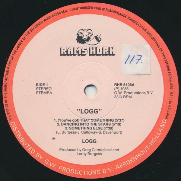 Image of Front Cover of LP - G+/VG - LOGG, Logg (Rams Horn; RHR 5106, Netherlands 1985 Reissue, Company Sleeve, Label Variation ), Sleeve has wear on corners and spines, close to VG. Vinyl only has light marks only.,  - 4346044S