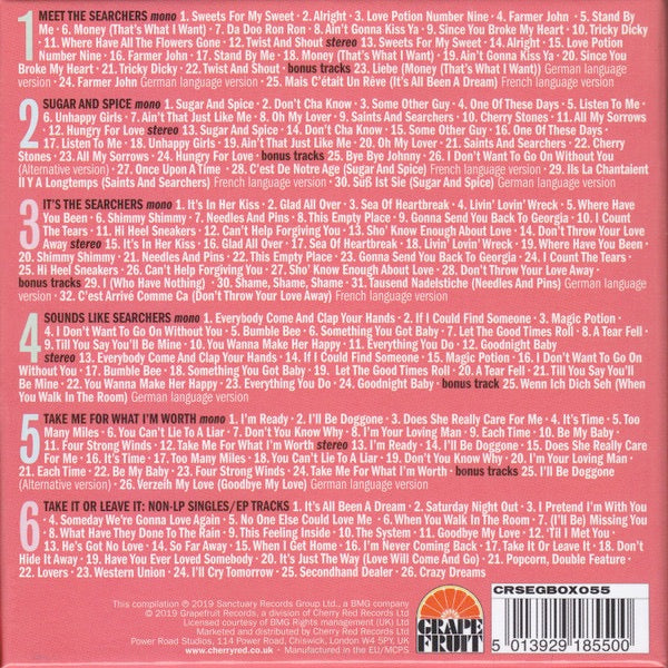 Image of Back Cover of 4834233E: 6xCD - THE SEARCHERS, When You Walk In The Room: The Complete Pye Recordings 1963-67 (Grapefruit Records; CRSEGBOX055, UK 2019, Box Set, Inners)   VG+/VG+