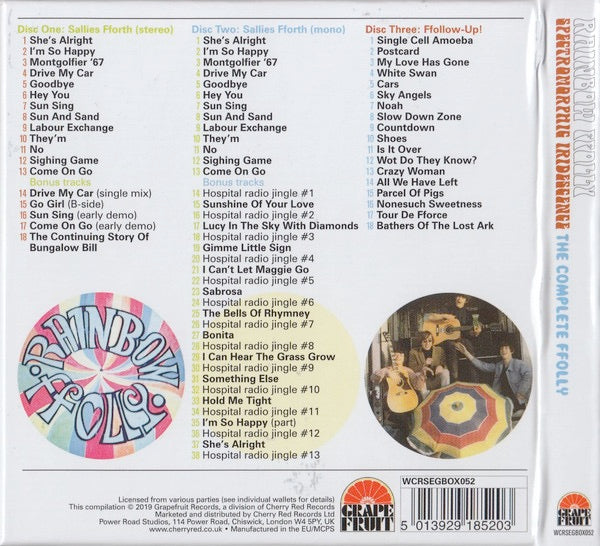 Image of Back Cover of 4635010E: 3xCD - RAINBOW FFOLLY, Spectromorphic Iridescence � The Complete Ffolly (Grapefruit Records; WCRSEGBOX052, UK 2019, Box Set, 3 Inners + Booklet)   VG+/VG+