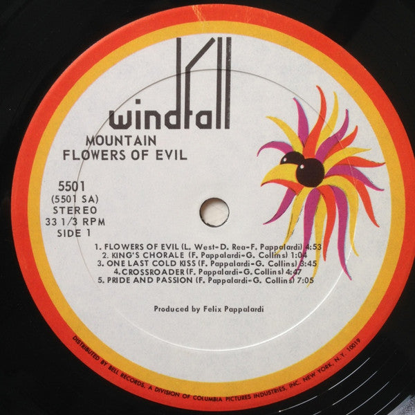 Image of Label Cover of LP - VG/VG - MOUNTAIN, Flowers Of Evil (Windfall; WINDFALL 5501, US 1971), Edge and Ring Wear,  - 4346051S