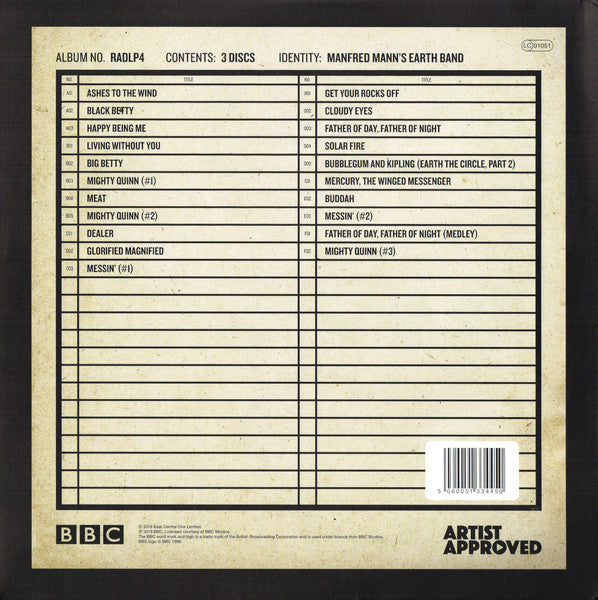 Image of Back Cover of 3xLP - VG+/EX - MANFRED MANN'S EARTH BAND, Radio Days Vol. 4 - Live at the BBC 70-73 (Creature Music; RADLP4, UK 2019, Triple Gatefold, 3 Inners), ,  - 0926069E