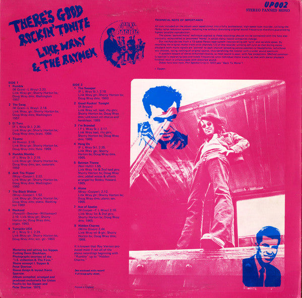Image of Back Cover of LP - VG/VG - LINK WRAY, There's Good Rockin Tonight (Union Pacific; UP002, UK 1972, White Label Test Pressing, Insert), ,  - 2426237E