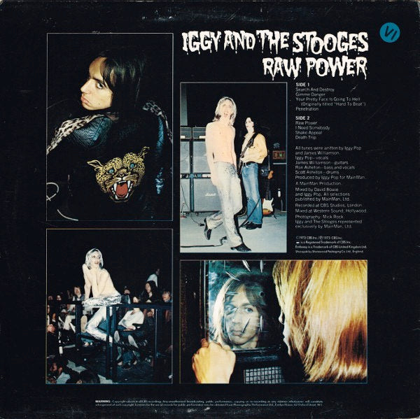 Image of Back Cover of 0245283S: LP - IGGY AND THE STOOGES, Raw Power (CBS / Embassy Red-White Gradient; 31 464, UK 1977 Reissue) Light edge wear. Very nice copy.  VG/VG+