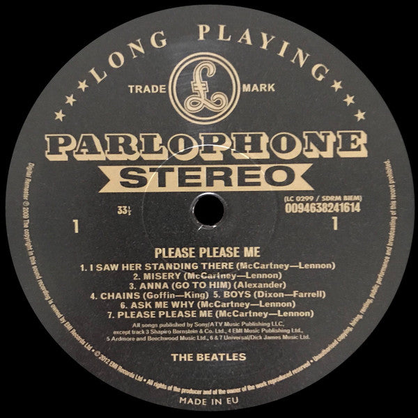 Image of Label Cover of 2514380C: LP - THE BEATLES, Please Please Me (Parlophone Black/Gold; PCS3042, UK 2012 Reissue, Remastered, Stereo, 180 Gram) Still In Stickered Shrinkwrap  EX/EX