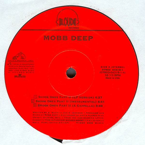 Image of Label Cover of 12" - VG+/VG - MOBB DEEP, Shook Ones Part II (Loud; 07863-64315-1, US 1995, Picture Sleeve), Strong VG, light marks only. Sleeve still in opened shrink, has minor corner wear,  - 3526314E