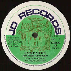 Image of Front Cover of 12" - /G - JAM DOWN CONNECTION, Sympathy (Jay Dee A1 Sound; JD 001, UK 1980s, Plain Sleeve), Lots of surface marks, plays G+ with background noise.,  - 3746184S