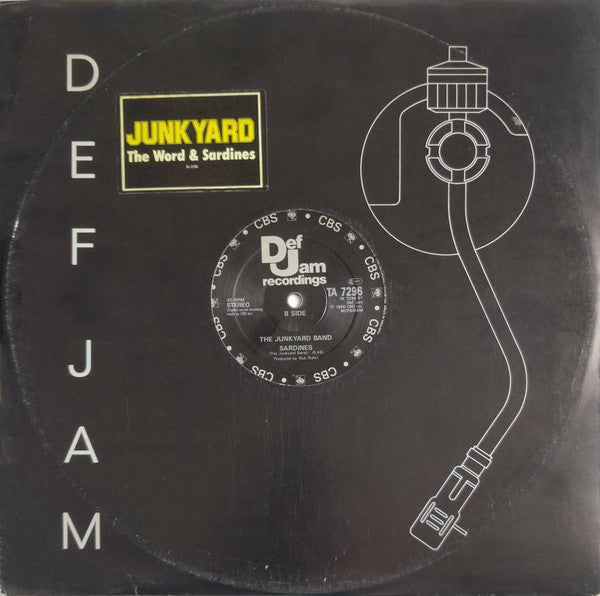 Image of Front Cover of 12" - VG/VG - THE  JUNKYARD BAND, The Word / Sardines (Def Jam Recordings; TA 7296, UK 1986, Stickered Company Sleeve), light marks only. original stickered sleeve,  - 3446031S