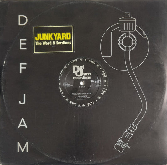 Image of Front Cover of 12" - VG/VG - THE  JUNKYARD BAND, The Word / Sardines (Def Jam Recordings; TA 7296, UK 1986, Stickered Company Sleeve), light marks only. original stickered sleeve,  - 3446031S