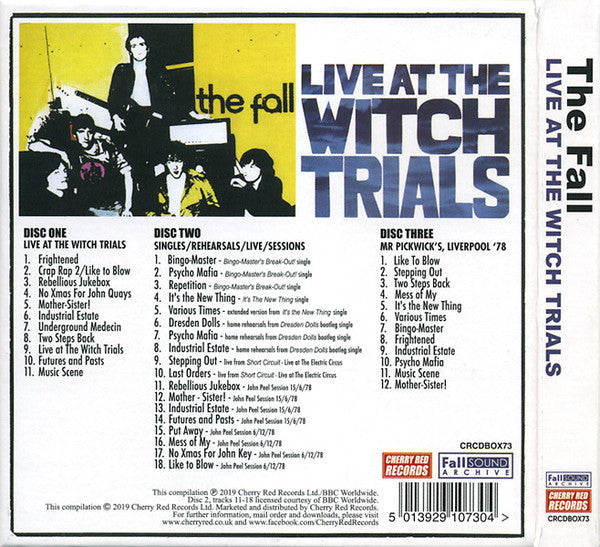 Image of Back Cover of 3xCD - VG+/VG+ - THE FALL, Live At The Witch Trials (Cherry Red; CRCDBOX73Series:Fall Sound Archive  , Europe 2019 Reissue, Box Set, Booklet), ,  - 3216230C