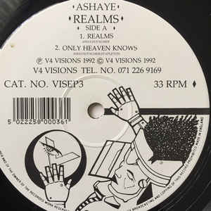 Image of Front Cover of 12" - /VG - ASHAYE, Realms (V4Visions ; VISEP3, UK 1992), , A1   - RealmsA2   - Only Heaven KnowsAA1 - DreamingAA2 - I'll Be There - 3346211S
