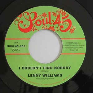Image of Front Cover of 7" - /EX - LENNY WILLIAMS, I Couldn't Find Nobody / Lisa's Gone (Soul45; SOUL45-005, UK 2008 Reissue), ,  - 4456086S