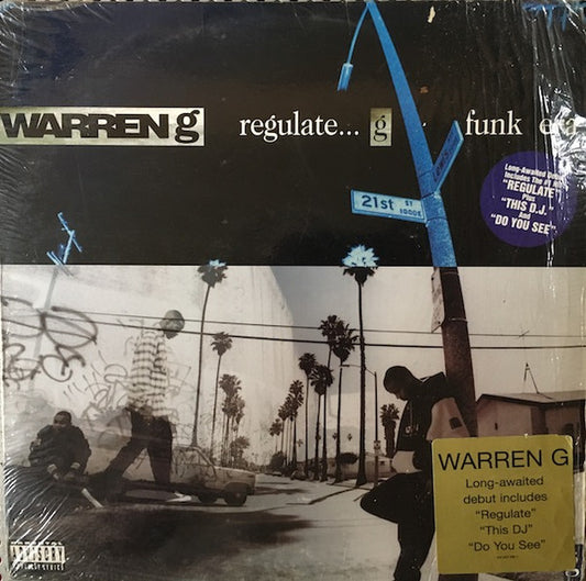 Image of Front Cover of LP - G+/G+ - WARREN G, Regulate...G Funk Era (Violator; 314 523 335-1, US 1994, Picture Sleeve, Inner), Lots of small marks, plays with some crackle and occasional clicks and pops. Sleeve has ring and corner wear,  - 0626265E