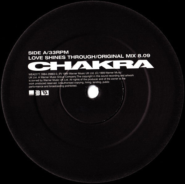 Image of Label Cover of 0924288E: 12" - CHAKRA, Love Shines Through (Original / Space Brothers Dub) (WEA; WEA227T, WEA    3984-29883-0, UK 1999, Picture Sleeve)   VG+/VG