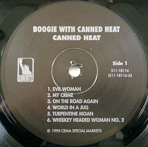 Image of Label Cover of LP - VG/VG - CANNED HEAT, Boogie With Canned Heat (Liberty; S11-18116, US 1995 Reissue), Light Marks only.,  - 1816197C