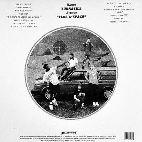 Image of Back Cover of 4924019E: LP - TURNSTILE, Time and Space (Roadrunner Records; 1686-174422, US 2018, Gatefold Sleeve in Die Cut Card Outer Sleeve, White Vinyl)   VG+/VG+