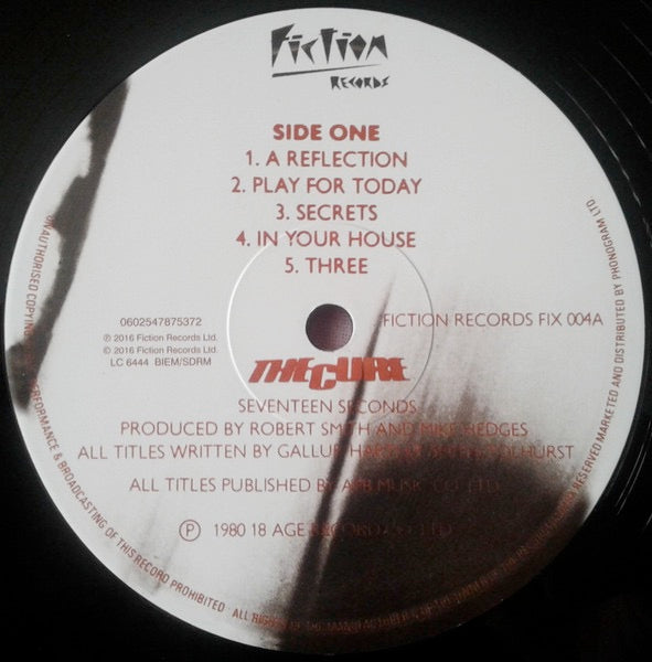 Image of Label Cover of LP - EX/EX - THE CURE, Seventeen Seconds (Fiction; 0602547875372, Europe 2016 Reissue, Inner, 180 Gram Vinyl), Opened Instore, Still In Stickered Shrinkwrap,  - 3726195E
